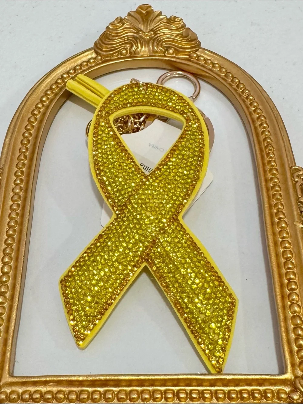 New Crystal Yellow Crystal Ribbon Keychain